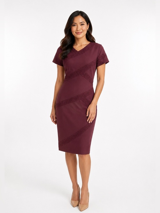 Raoul Dresses & Skirts - Raoul Garnet Marielle Burgundy
Wool Blend Textured 
Contoured Midi Dress- 8